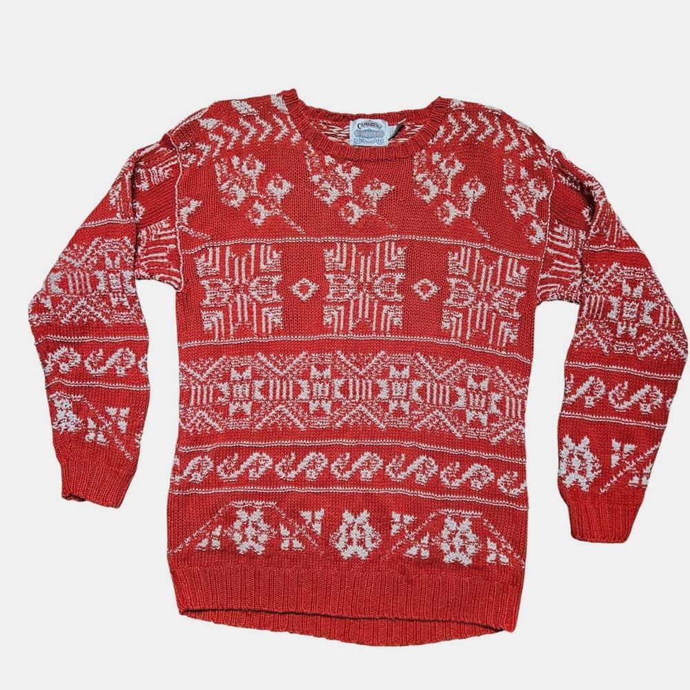 Cambridge Dry Goods Co‎ Fair Isle Nordic Christmas Holiday Sweater L Retro 90s